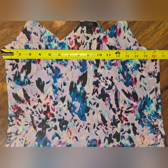 J. Crew Multicolor Watercolor Silk Strappy Flowy Blouse Size 0 - Picture 4 of 8